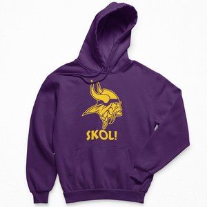 NEW Minnesota Vikings Skol! Big Logo Fleece Pullover Hoodie PURPLE